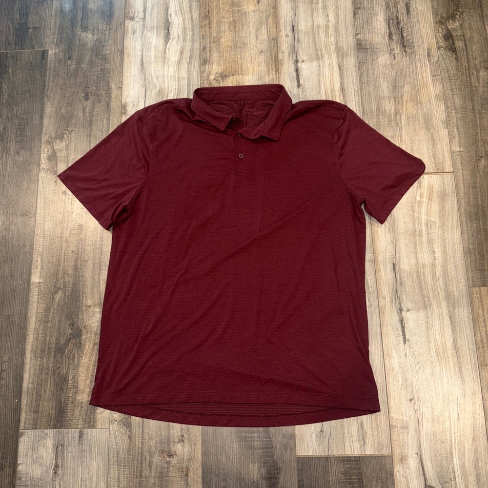 Lululemon Polo Shirt Mens Red Short Sleeve Athletic Golf Casual Stretch - Picture 1 of 5